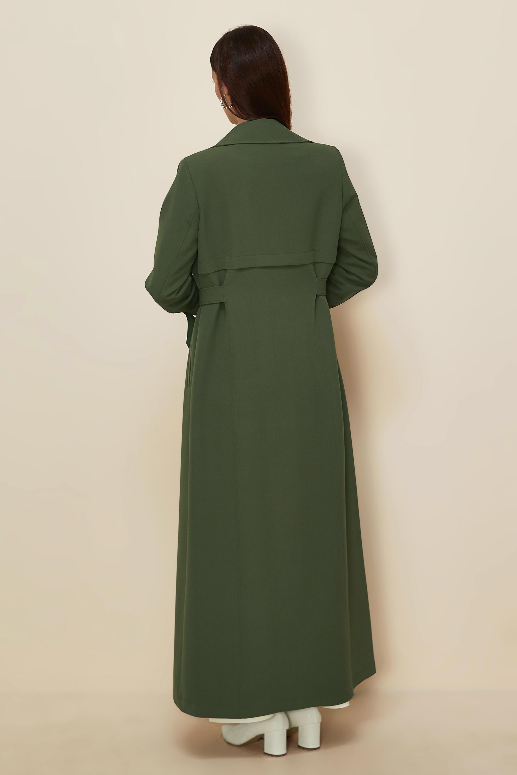 Vêtements hijab KAKI PARDESSUS CEINTURÉ 10996