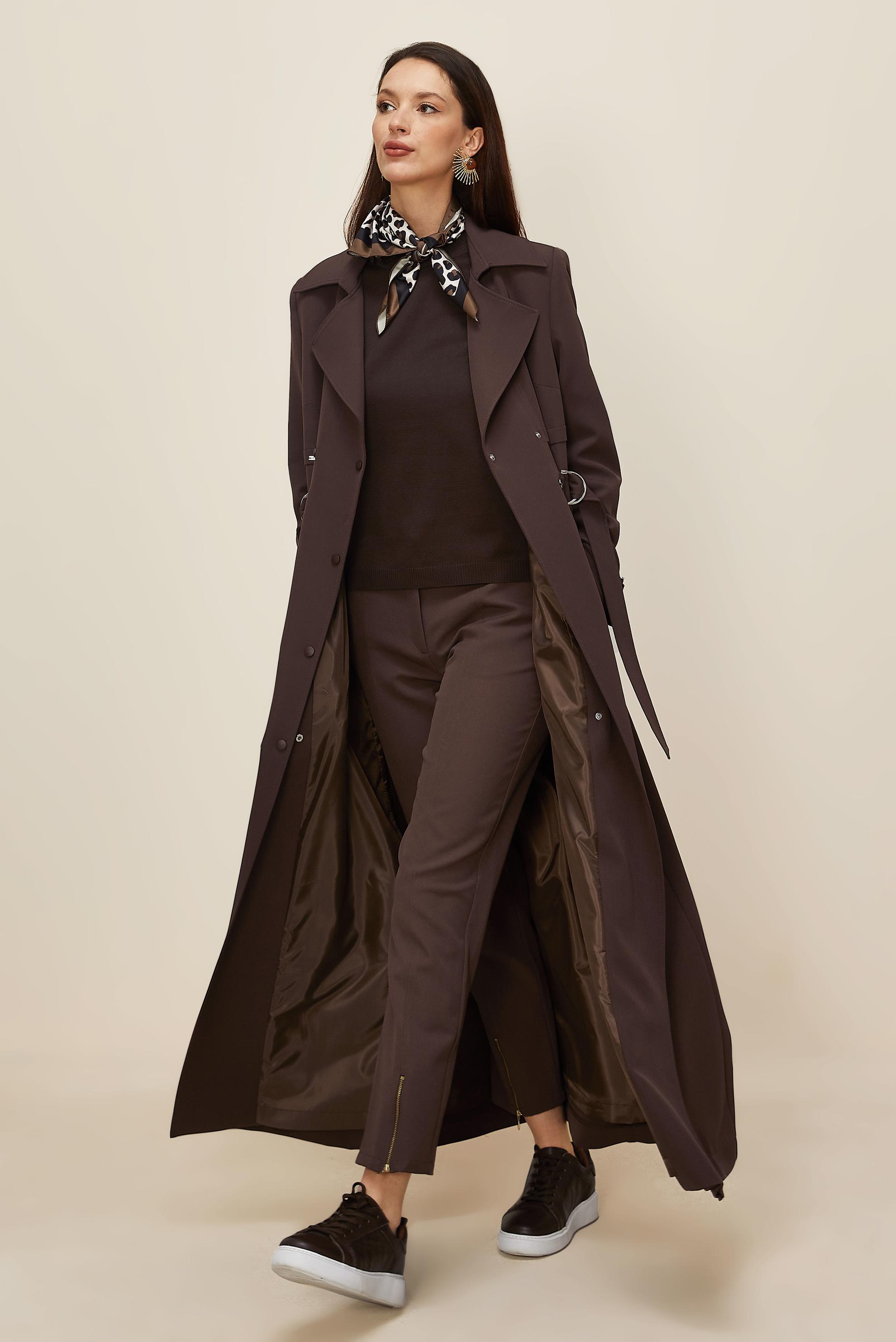 Hijab clothing BROWN BELTED TOPCOAT 10996