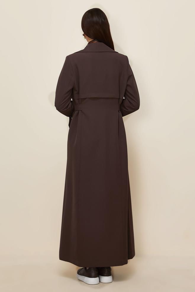 Hijab clothing BROWN BELTED TOPCOAT 10996 - ALVİNA