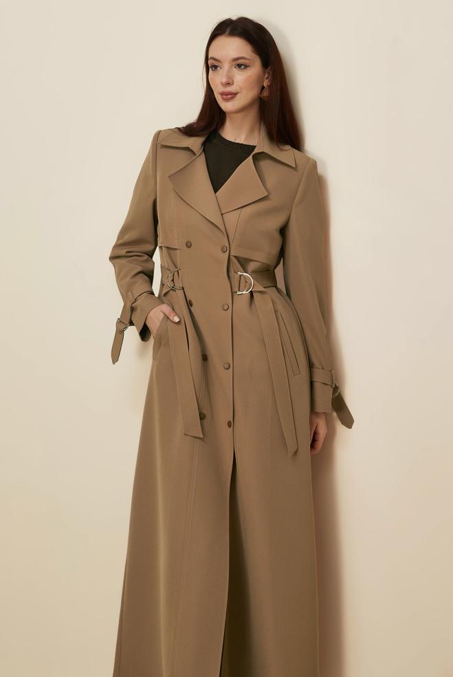Vêtements hijab BRUN PARDESSUS CEINTURÉ 10996 - ALVİNA