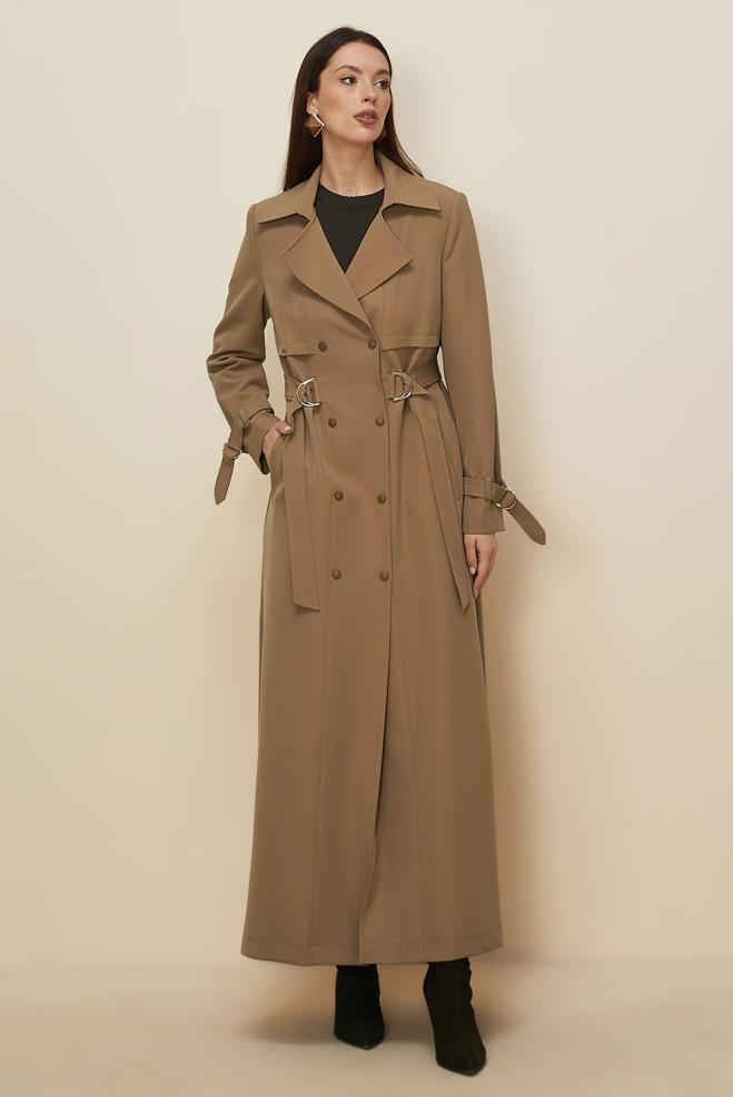 Vêtements hijab BRUN PARDESSUS CEINTURÉ 10996 - ALVİNA