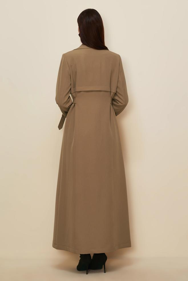 Vêtements hijab BRUN PARDESSUS CEINTURÉ 10996 - ALVİNA