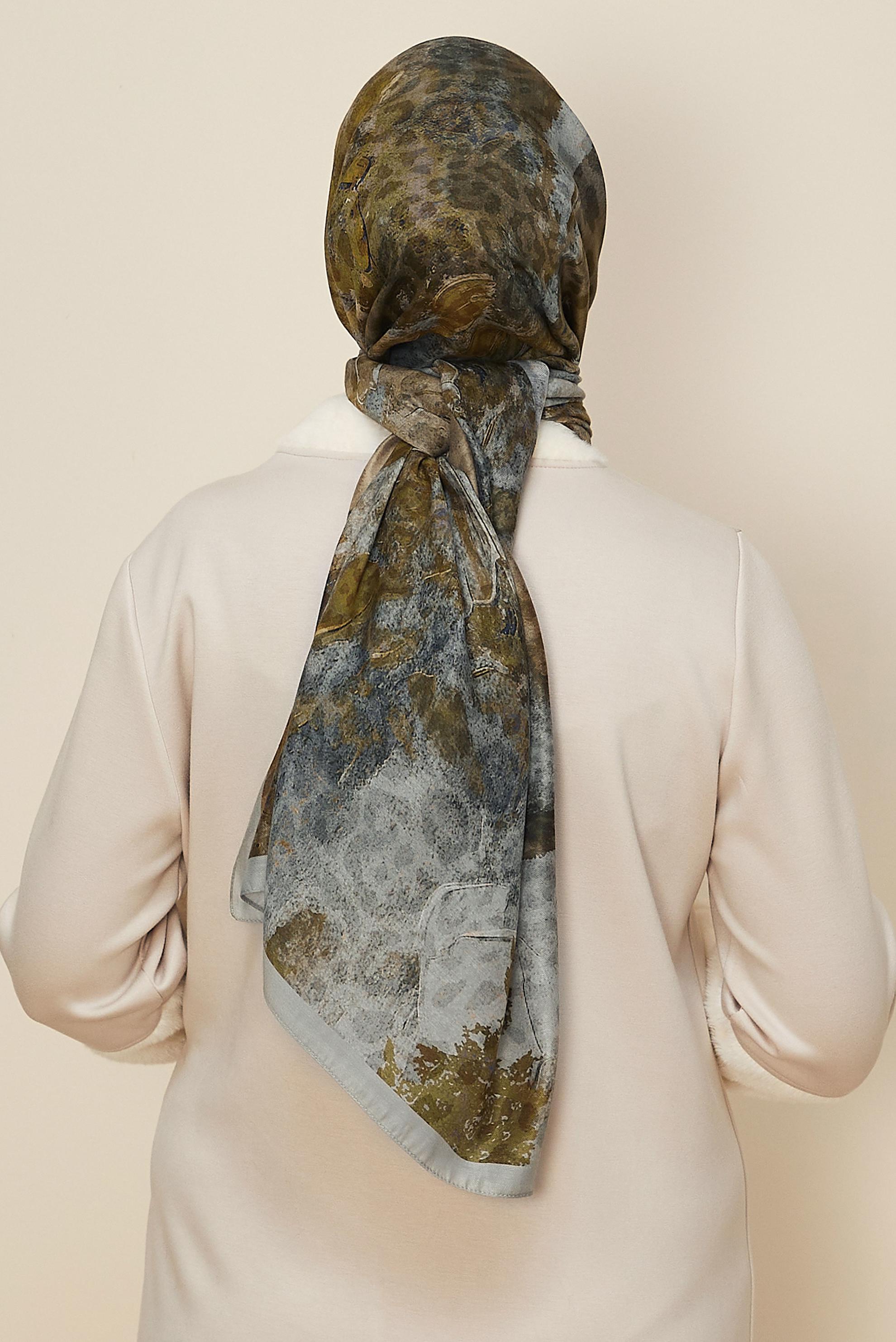 Vêtements hijab GRIS CHÂLE À MOTIFS ALVINA 1332