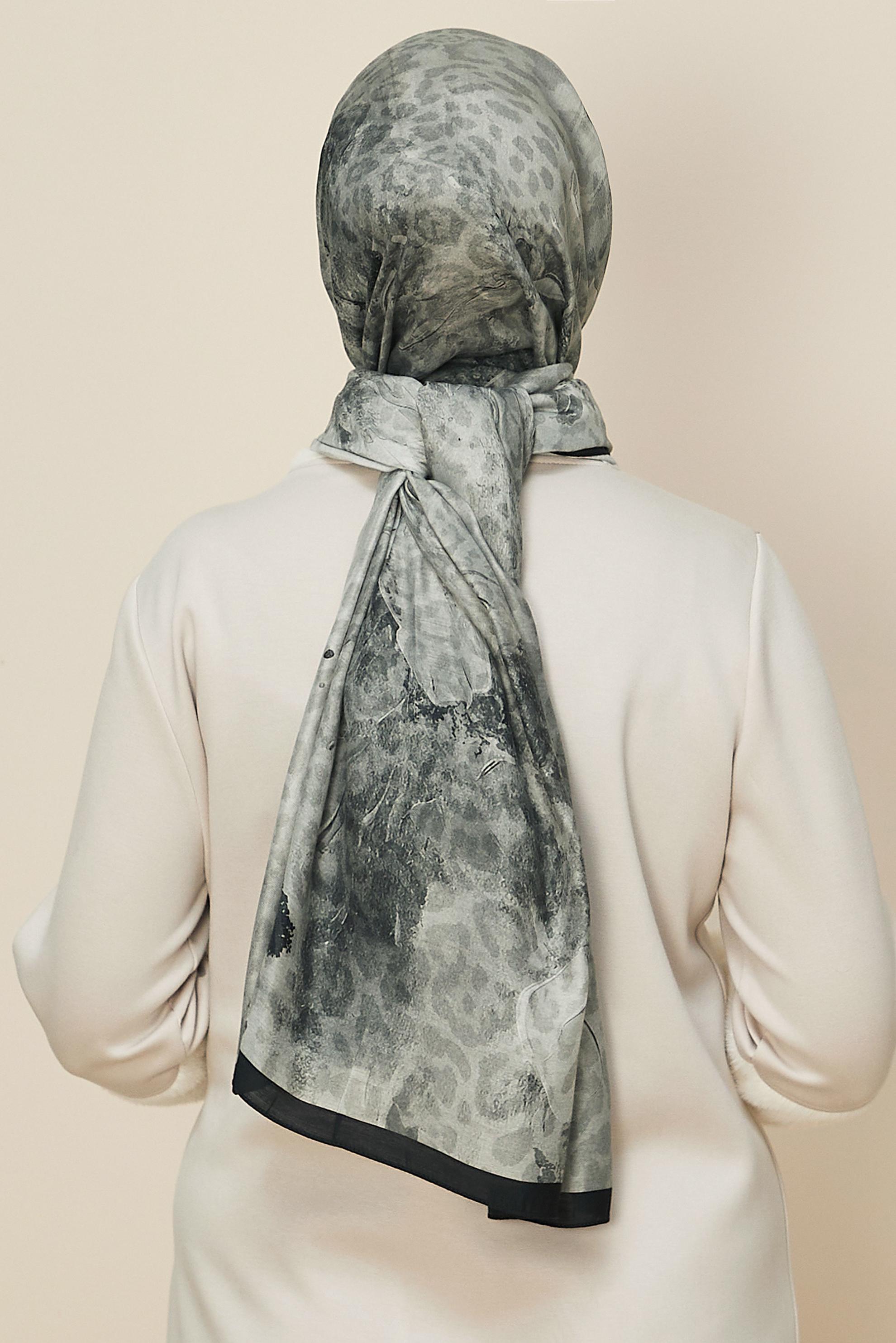 Vêtements hijab ARGENT CHÂLE À MOTIFS ALVINA 1332