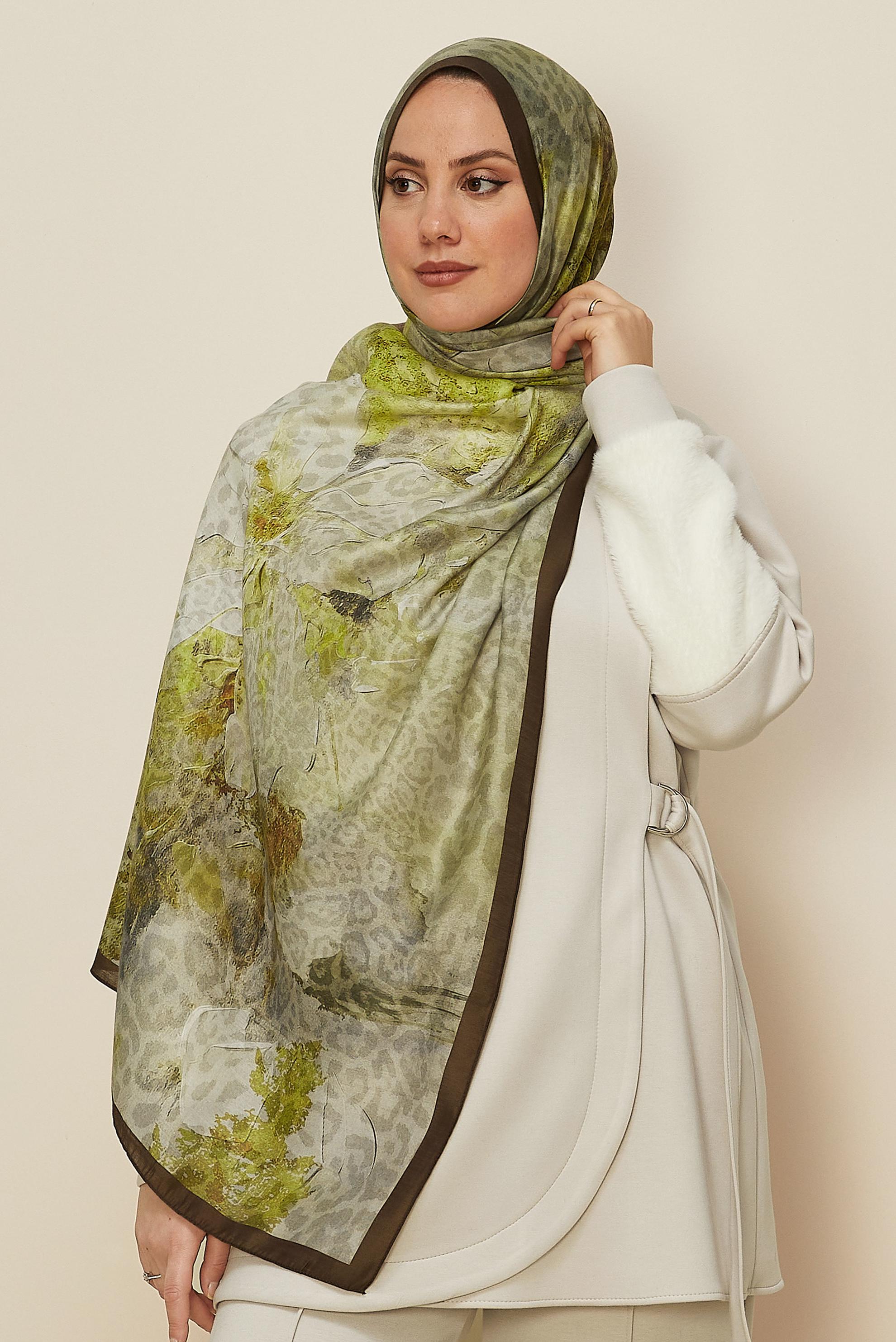Vêtements hijab BRUN CHÂLE À MOTIFS ALVINA 1332