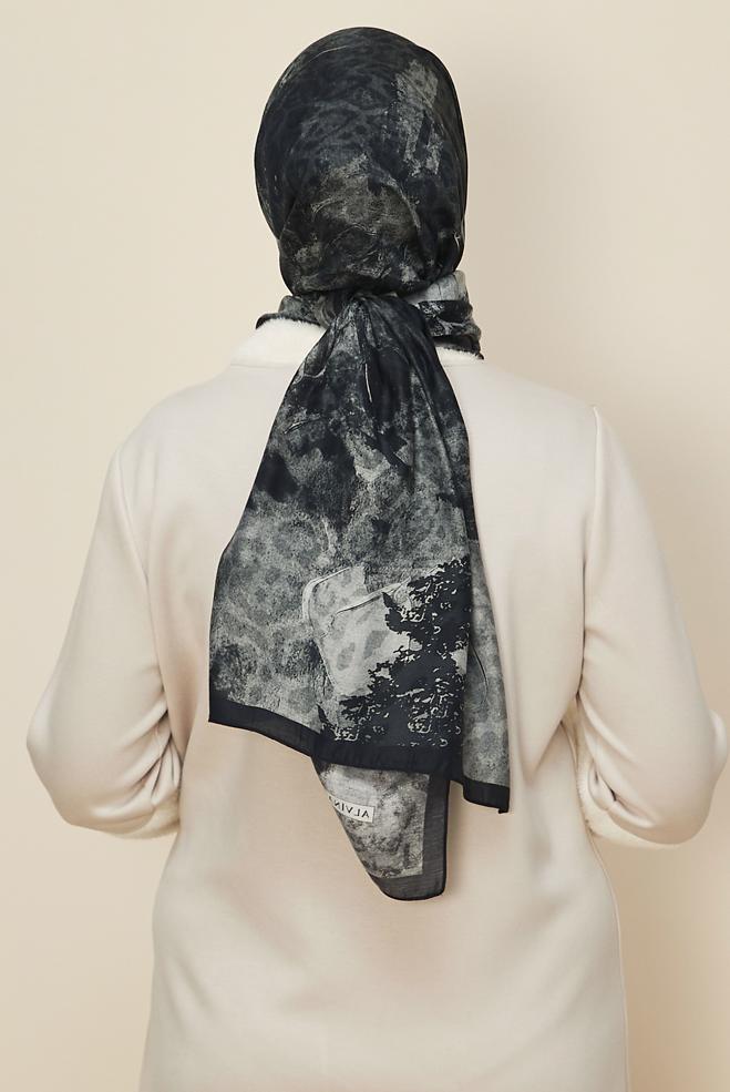 Hijab clothing BLACK 1332 ALVİNA KAŞMİR ŞAL(HNM) - ALVİNA