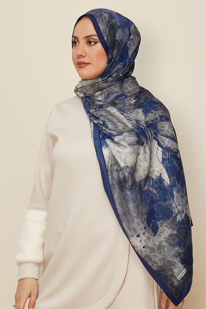 Hijab clothing NAVY BLUE 1332 ALVİNA KAŞMİR ŞAL(HNM) - ALVİNA
