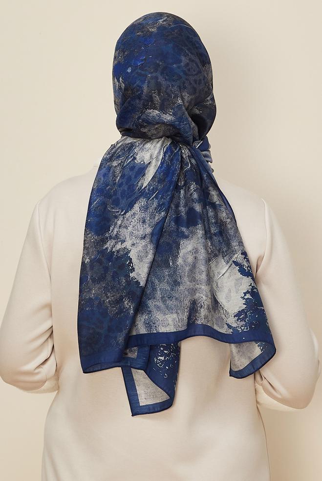 Hijab clothing NAVY BLUE 1332 ALVİNA KAŞMİR ŞAL(HNM) - ALVİNA