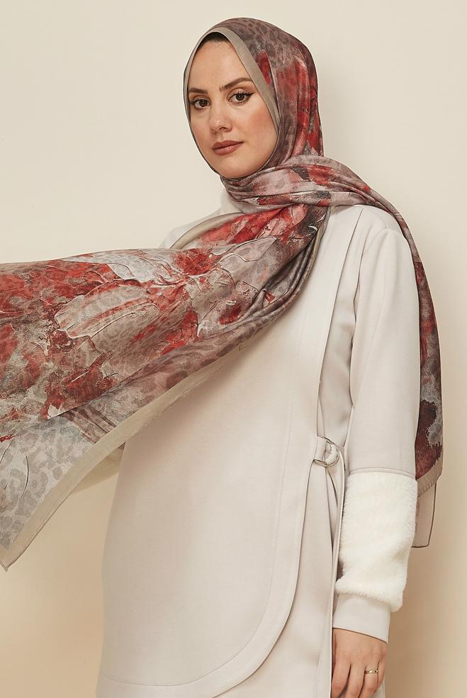 Hijab clothing CLARET RED 1332 ALVİNA KAŞMİR ŞAL(HNM) - ALVİNA