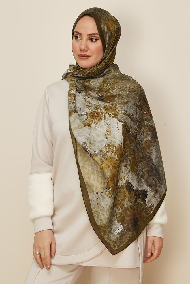 Hijab clothing GREEN 1332 ALVİNA KAŞMİR ŞAL(HNM) - ALVİNA