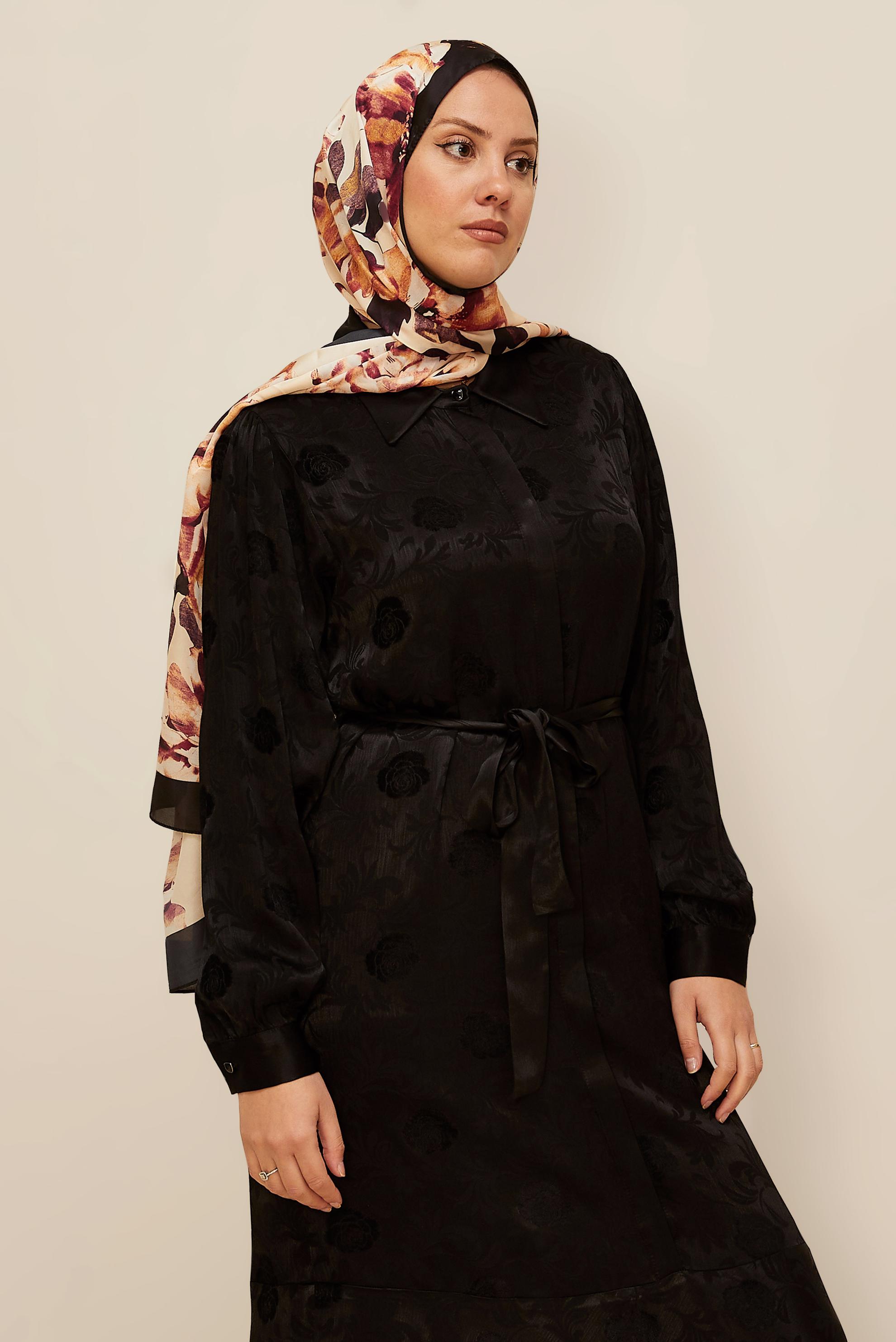 Tesettür giyim BEJ ALVİNA ÇİÇEK DESENLİ ŞAL 8601