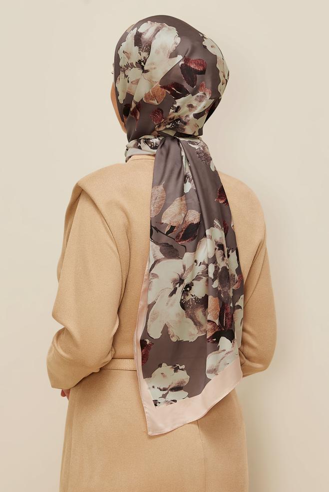 Vêtements hijab ROSE CHÂLE À MOTIFS FLEURS ALVINA 8601 - ALVİNA