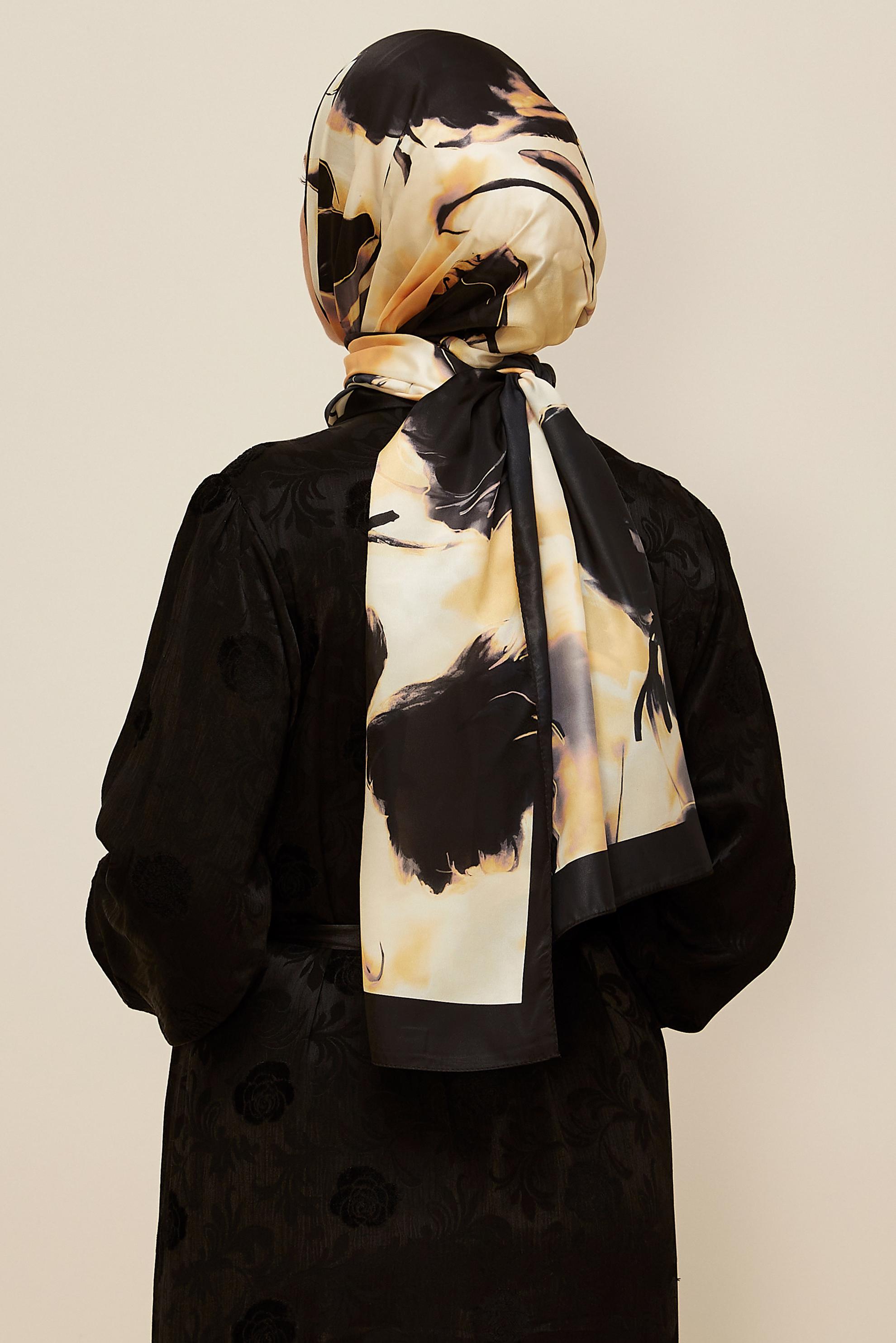 Hijab clothing BLACK ALVINA PATTERNED SHAWL 8602