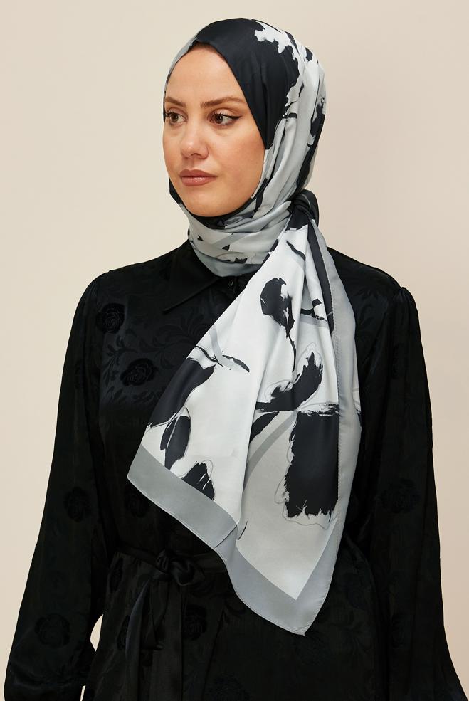 Hijab clothing GREY ALVINA PATTERNED SHAWL 8602 - ALVİNA