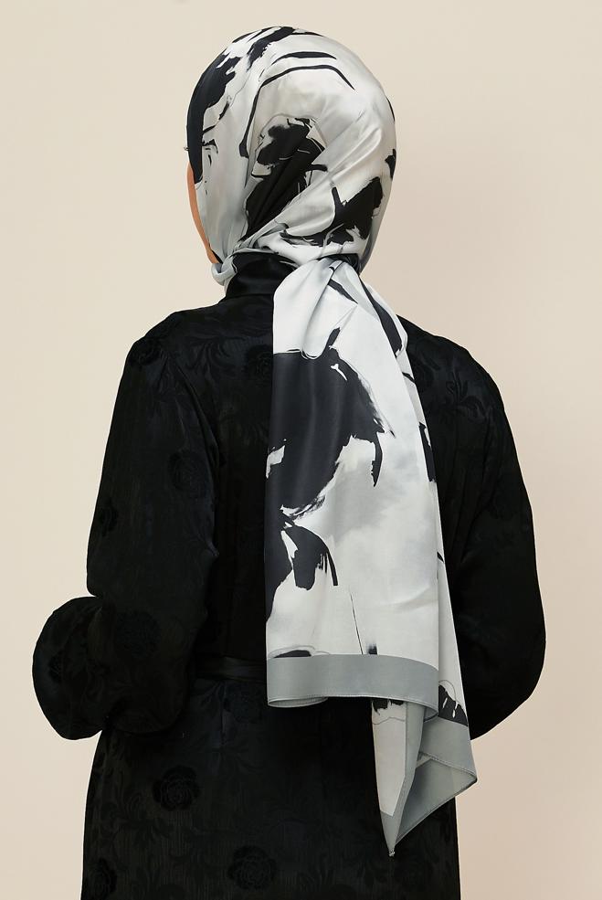 Hijab clothing GREY ALVINA PATTERNED SHAWL 8602 - ALVİNA