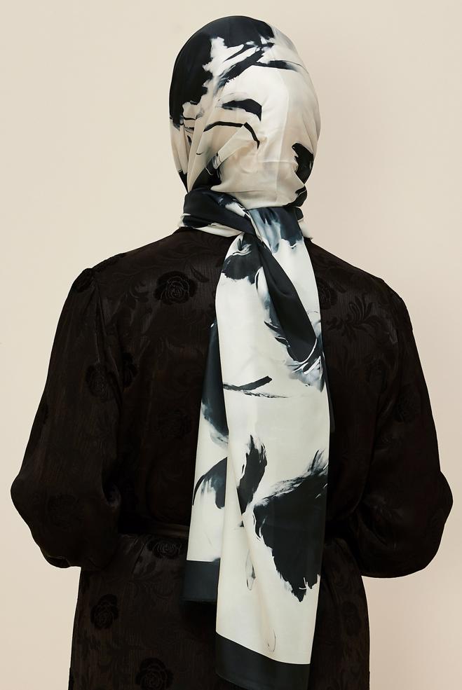 Hijab clothing GREY ALVINA PATTERNED SHAWL 8602 - ALVİNA