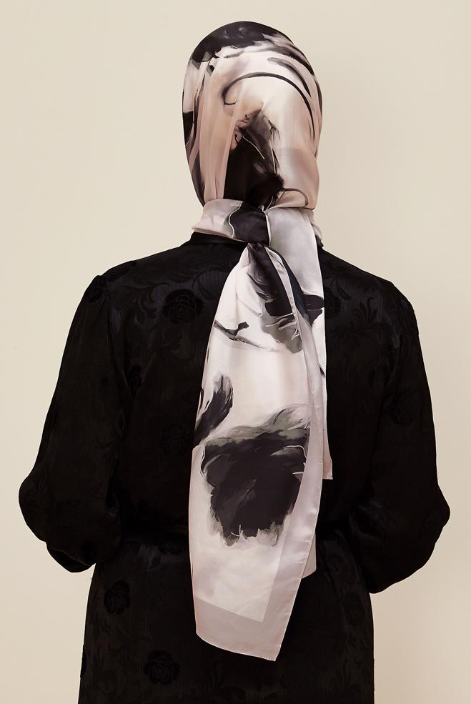 Hijab clothing POWDER ALVINA PATTERNED SHAWL 8602 - ALVİNA