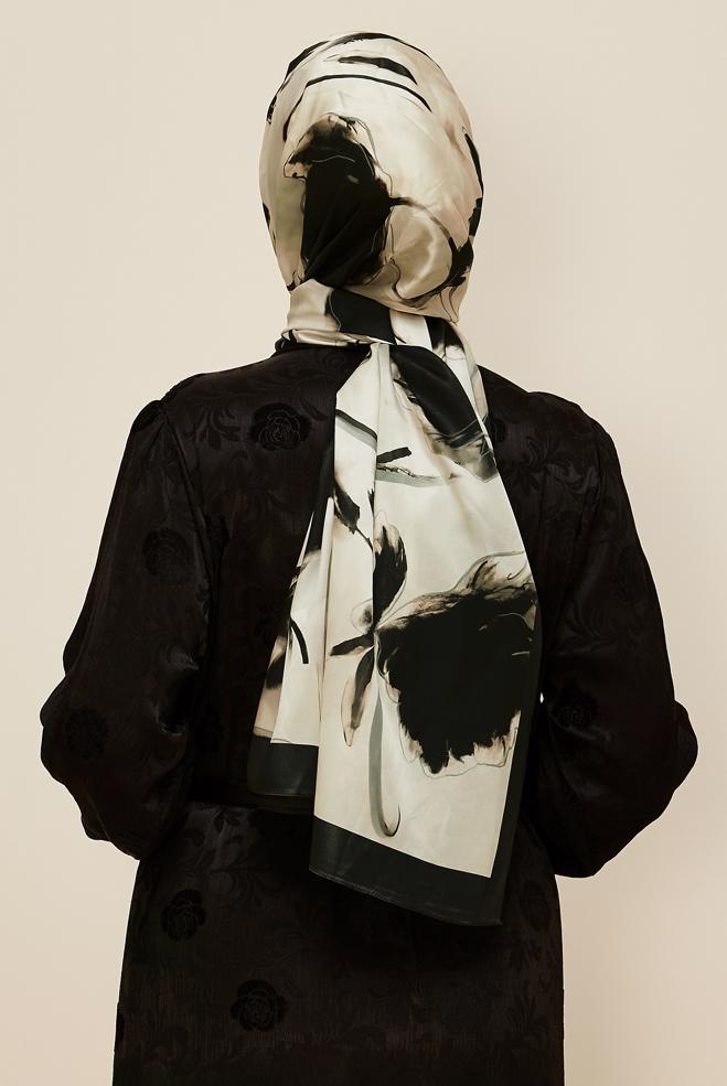 Hijab clothing GREY ALVINA PATTERNED SHAWL 8602 - ALVİNA