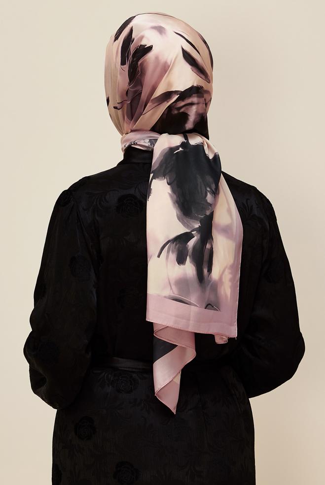 Hijab clothing PINK ALVINA PATTERNED SHAWL 8602 - ALVİNA