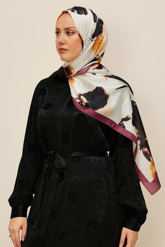 Hijab clothing CLARET RED ALVINA PATTERNED SHAWL 8602 - ALVİNA