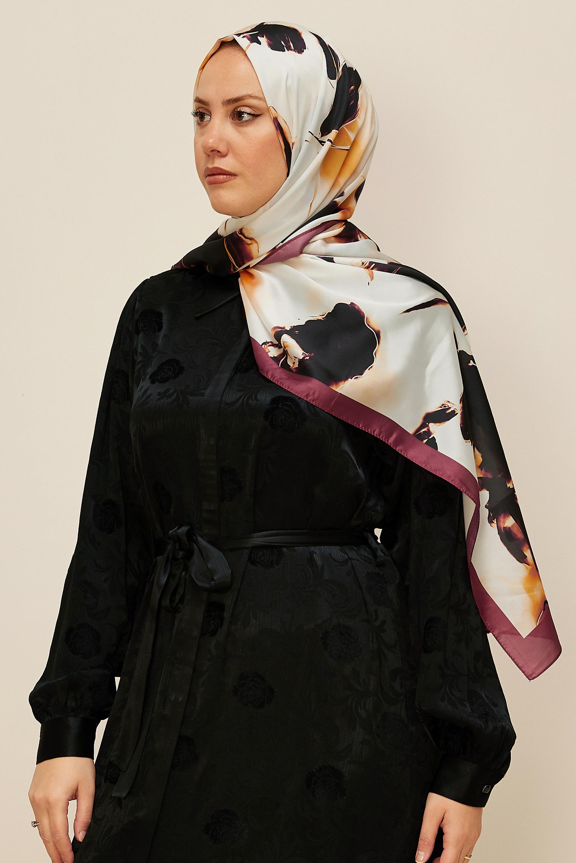 Hijab clothing CLARET RED ALVINA PATTERNED SHAWL 8602