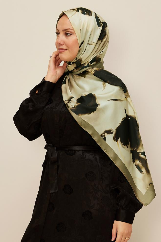 Hijab clothing GREEN ALVINA PATTERNED SHAWL 8602 - ALVİNA