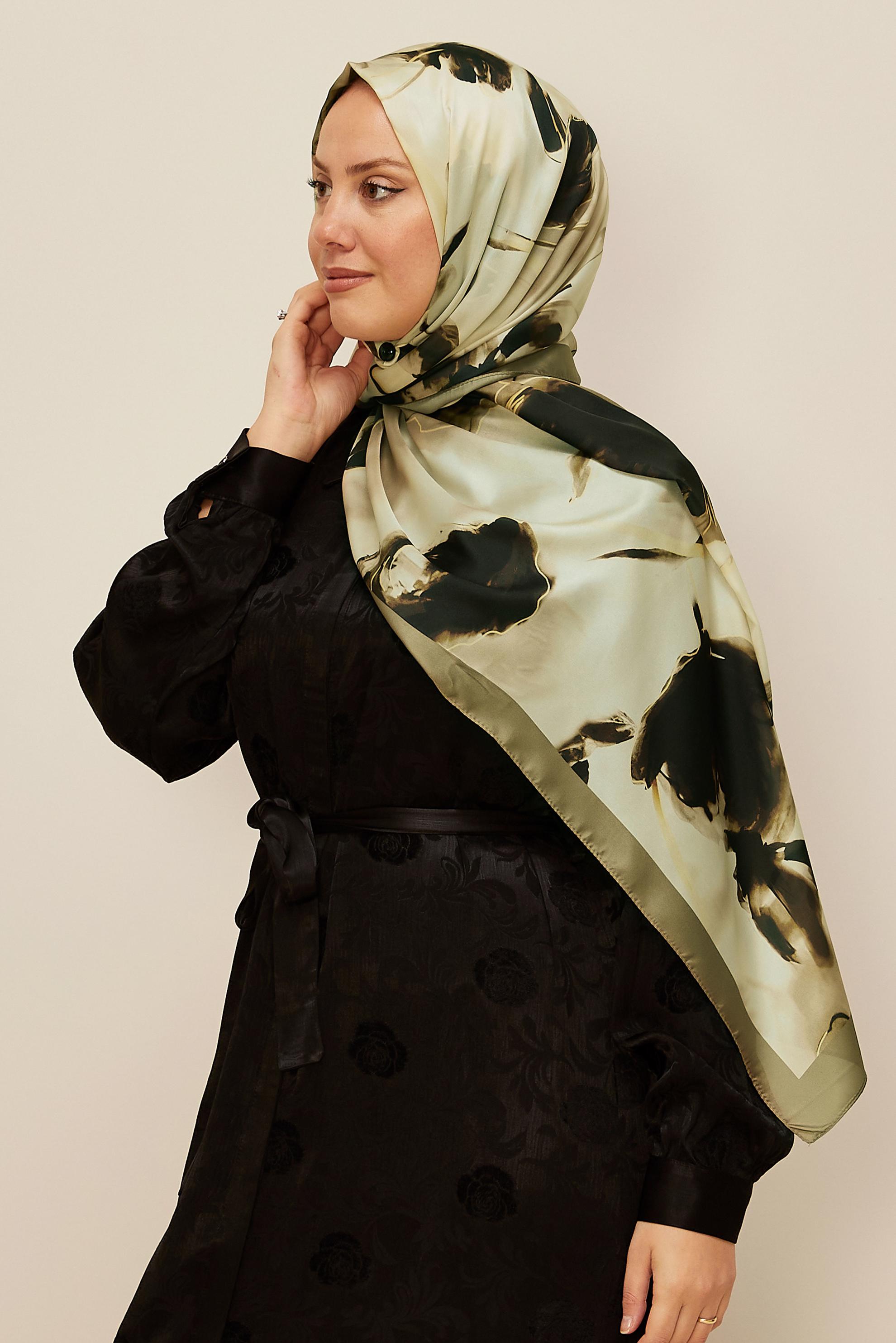 Hijab clothing GREEN ALVINA PATTERNED SHAWL 8602