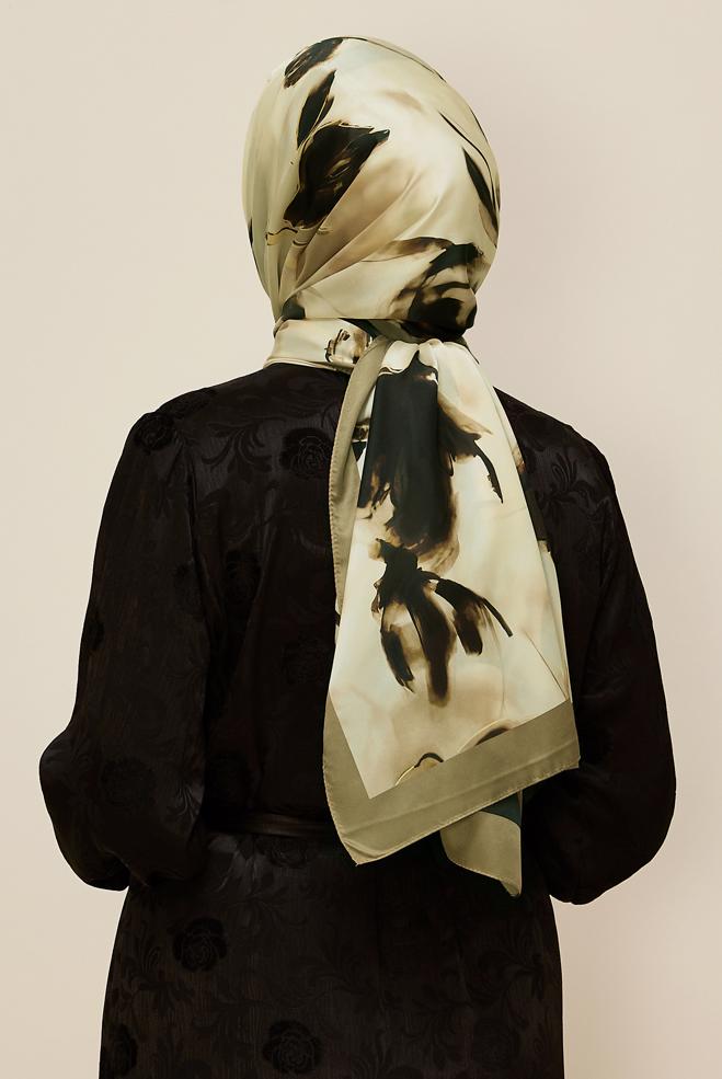 Hijab clothing GREEN ALVINA PATTERNED SHAWL 8602 - ALVİNA