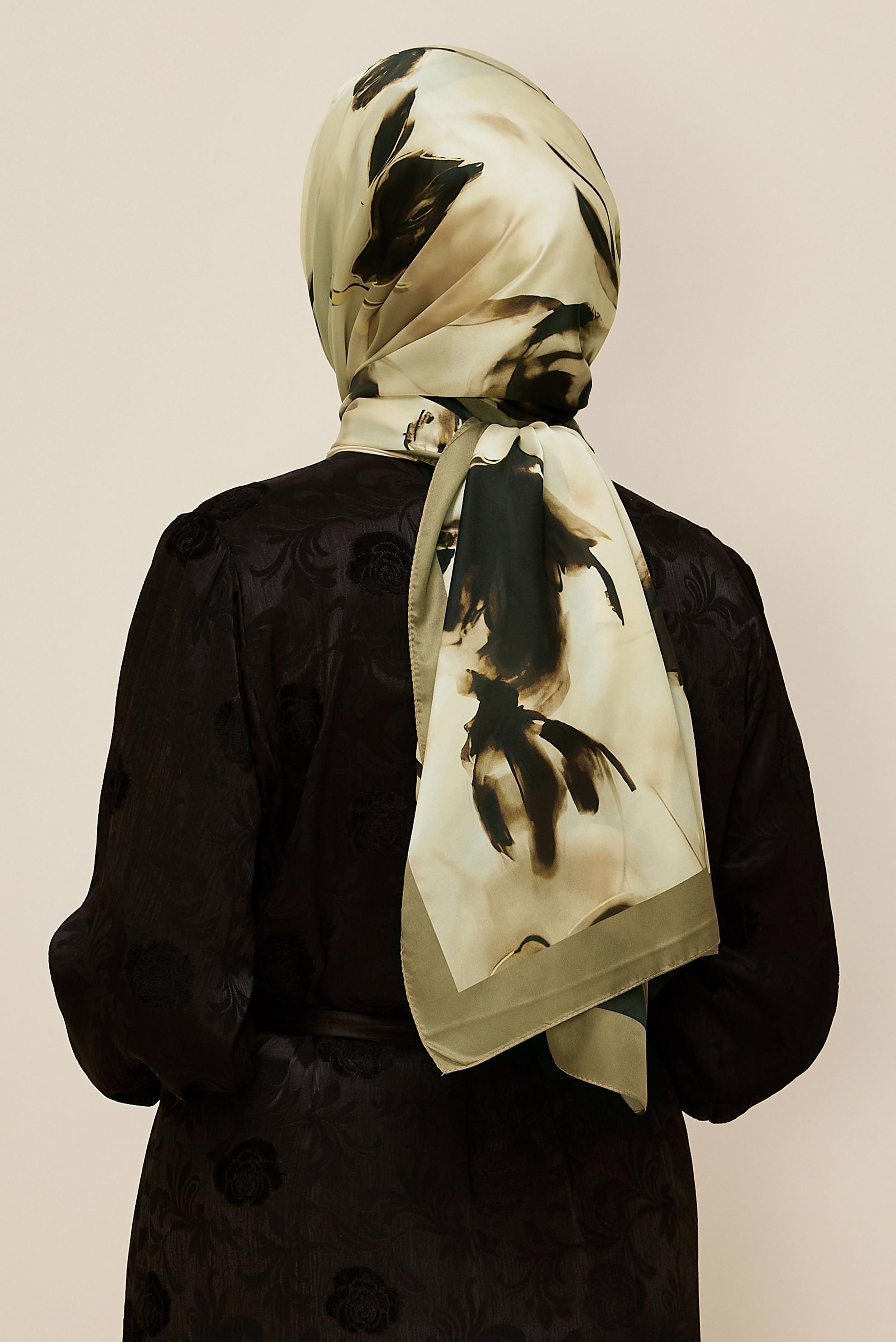 Hijab clothing GREEN ALVINA PATTERNED SHAWL 8602