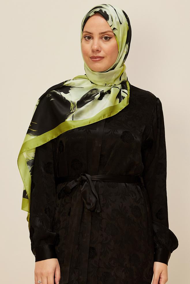 Hijab clothing GREEN ALVINA PATTERNED SHAWL 8602 - ALVİNA