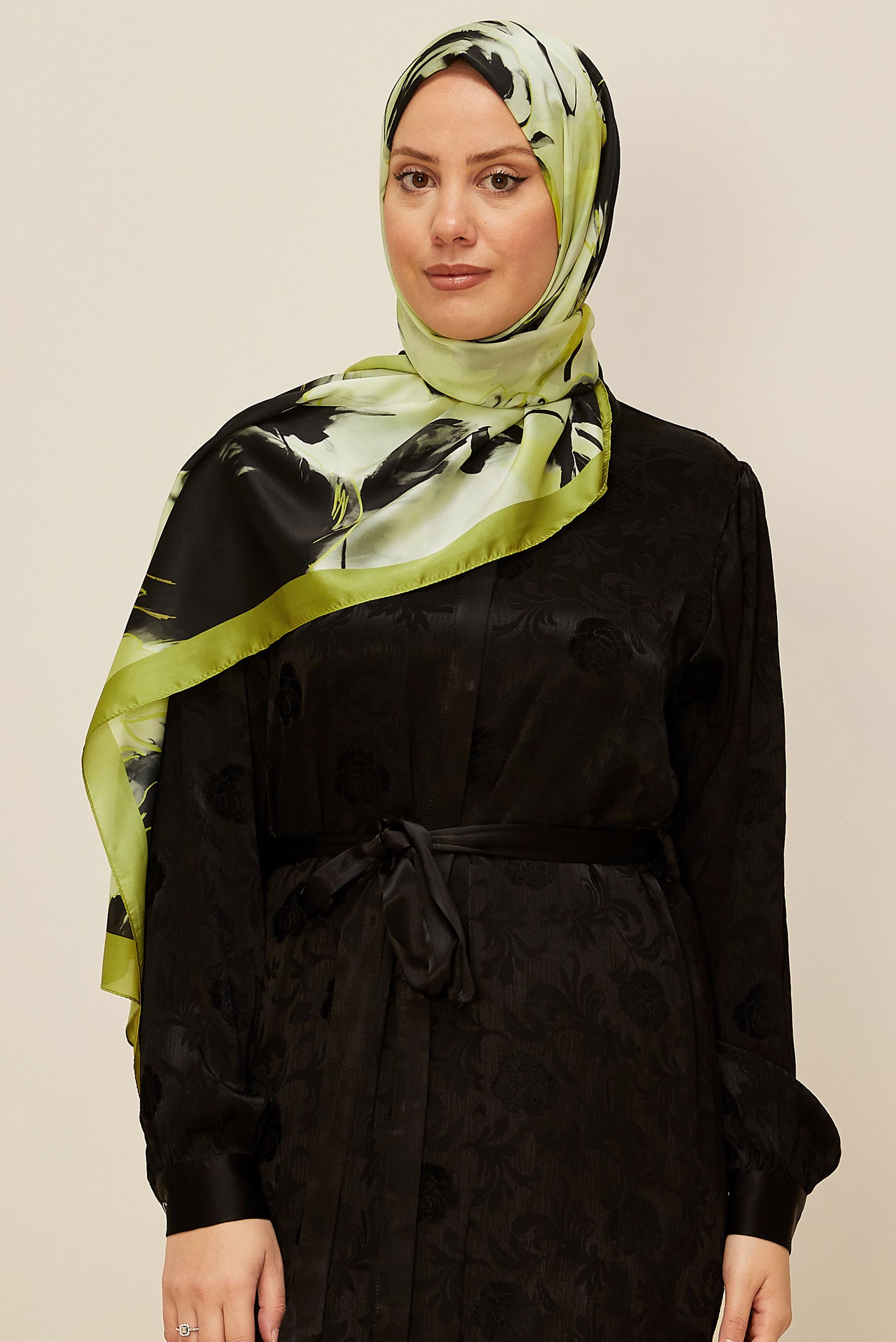 Hijab clothing GREEN ALVINA PATTERNED SHAWL 8602