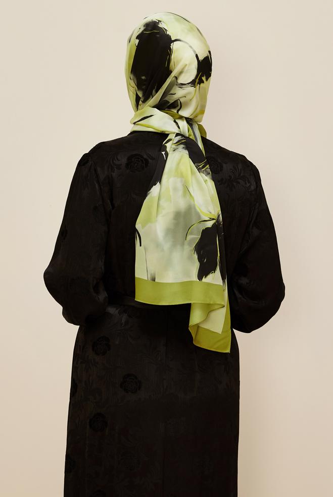 Hijab clothing GREEN ALVINA PATTERNED SHAWL 8602 - ALVİNA