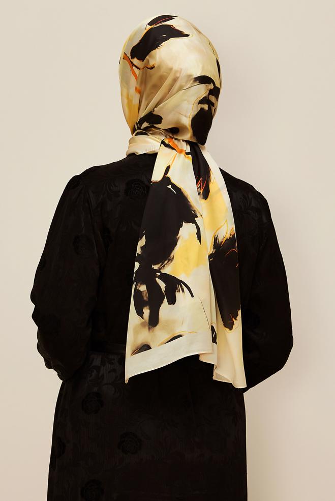 Hijab clothing ECRU ALVINA PATTERNED SHAWL 8602 - ALVİNA