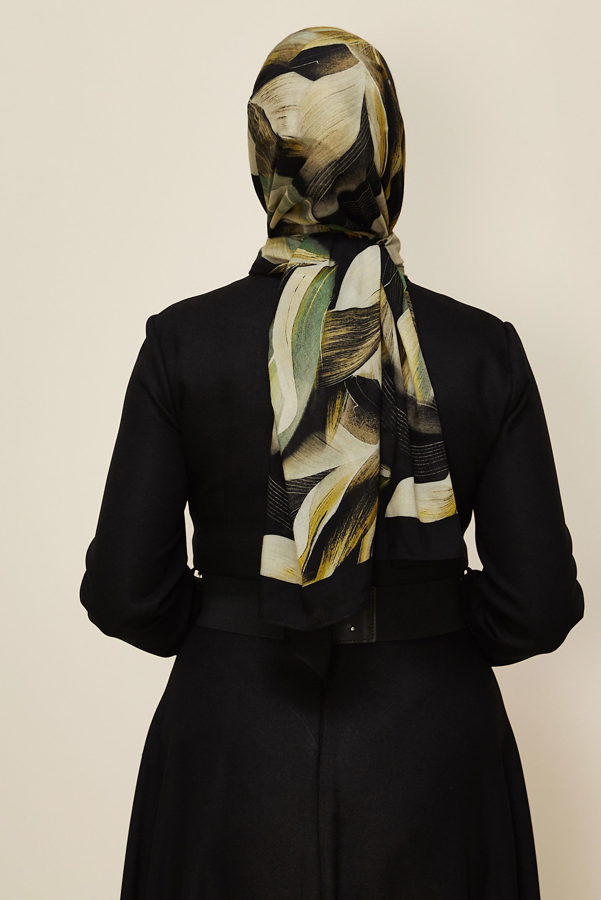 Vêtements hijab NOIR CHÂLE ALVINA EN VISCOSE À MOTIFS 8604