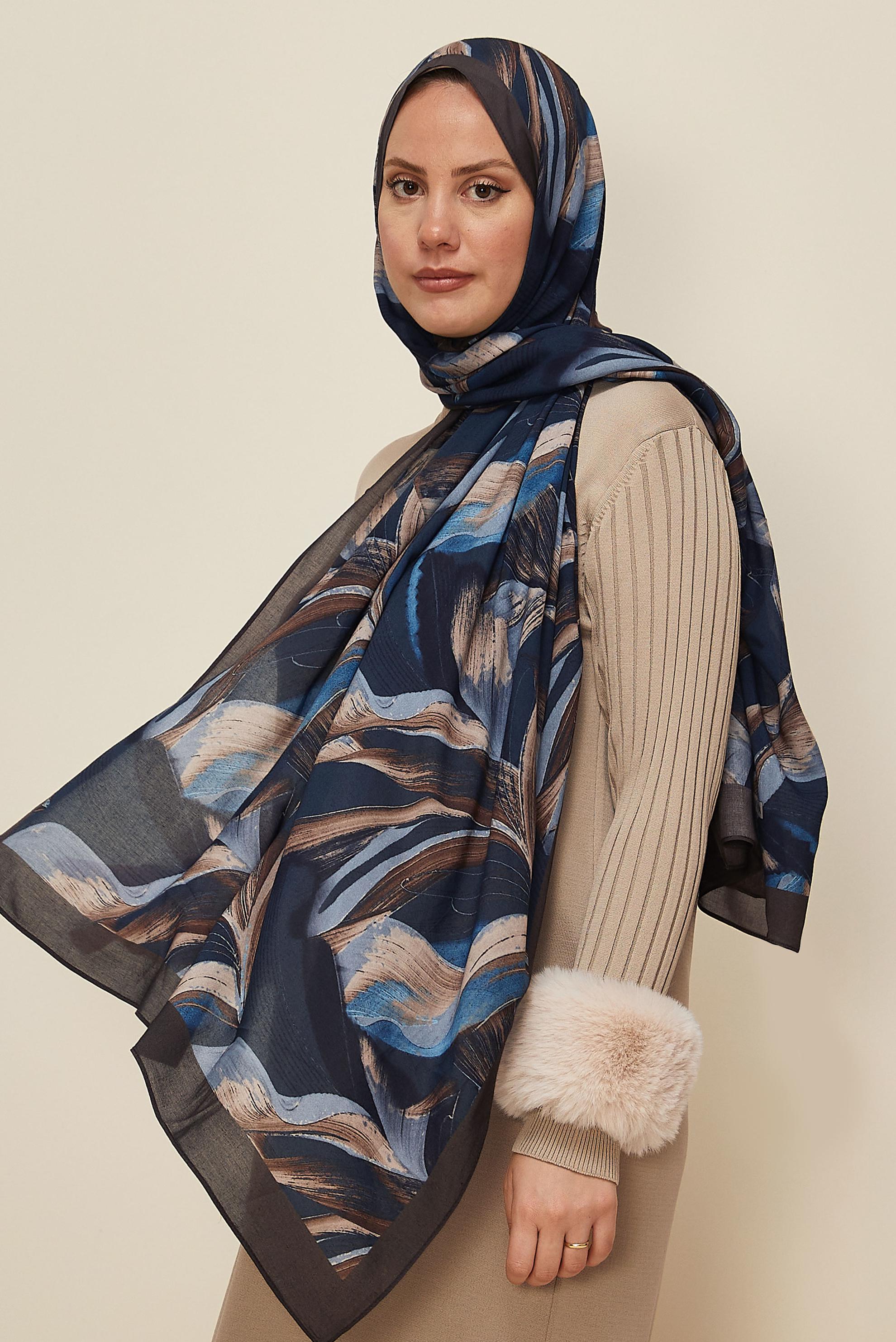 Vêtements hijab GRIS CHÂLE ALVINA EN VISCOSE À MOTIFS 8604