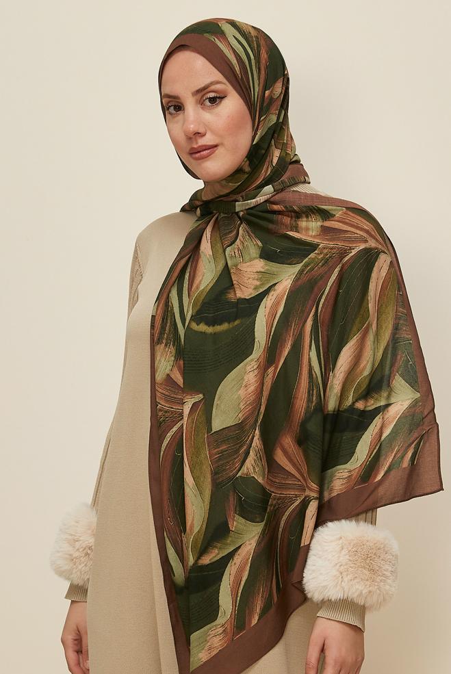 Vêtements hijab ORANGE CHÂLE ALVINA EN VISCOSE À MOTIFS 8604 - ALVİNA