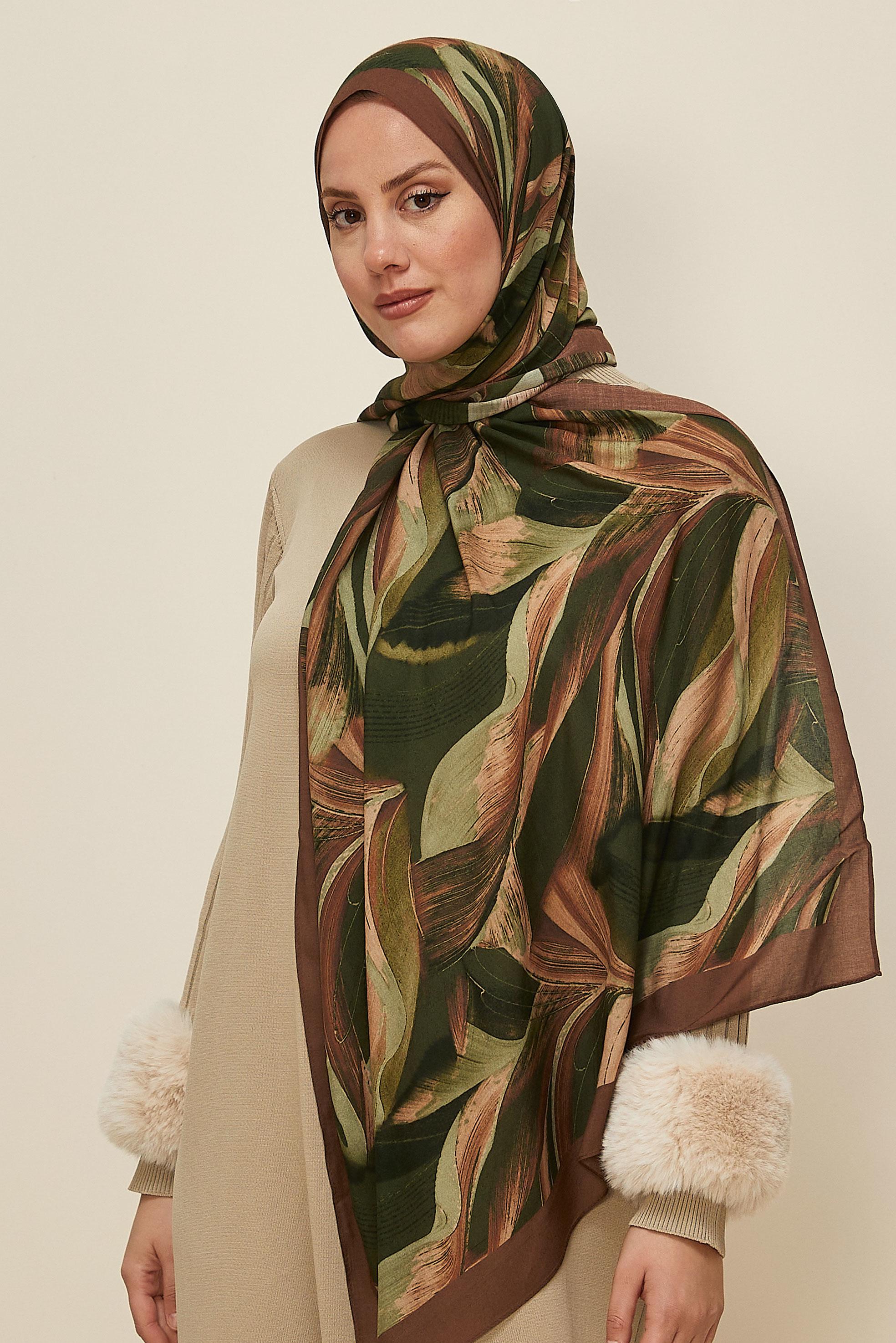 Vêtements hijab ORANGE CHÂLE ALVINA EN VISCOSE À MOTIFS 8604