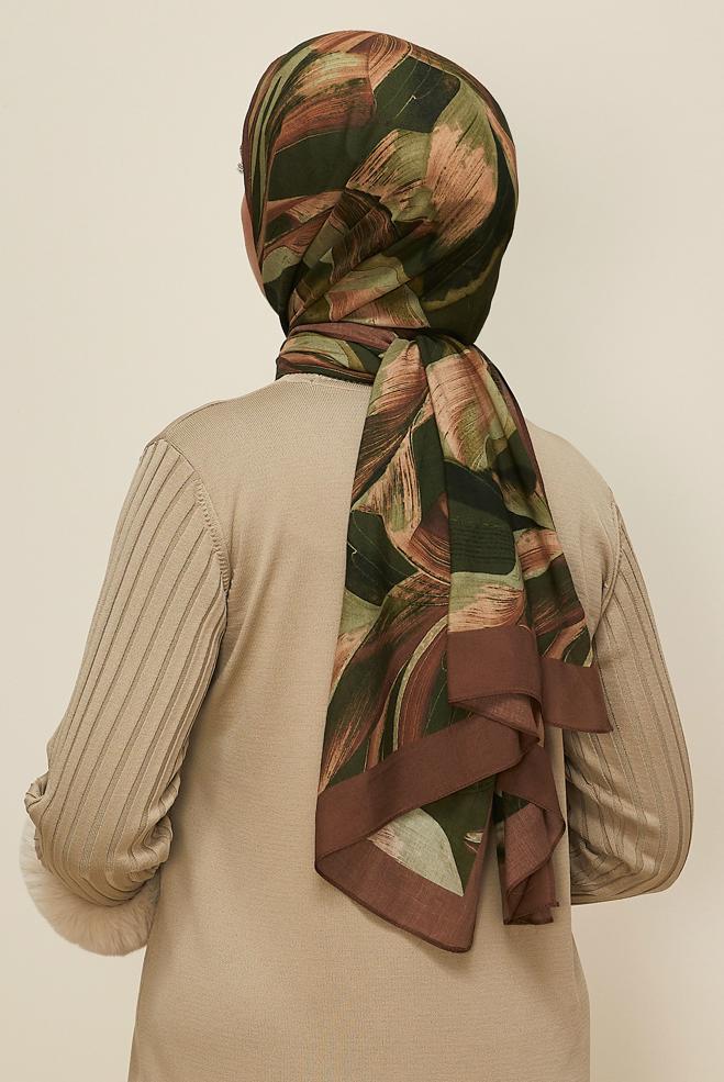 Vêtements hijab ORANGE CHÂLE ALVINA EN VISCOSE À MOTIFS 8604 - ALVİNA