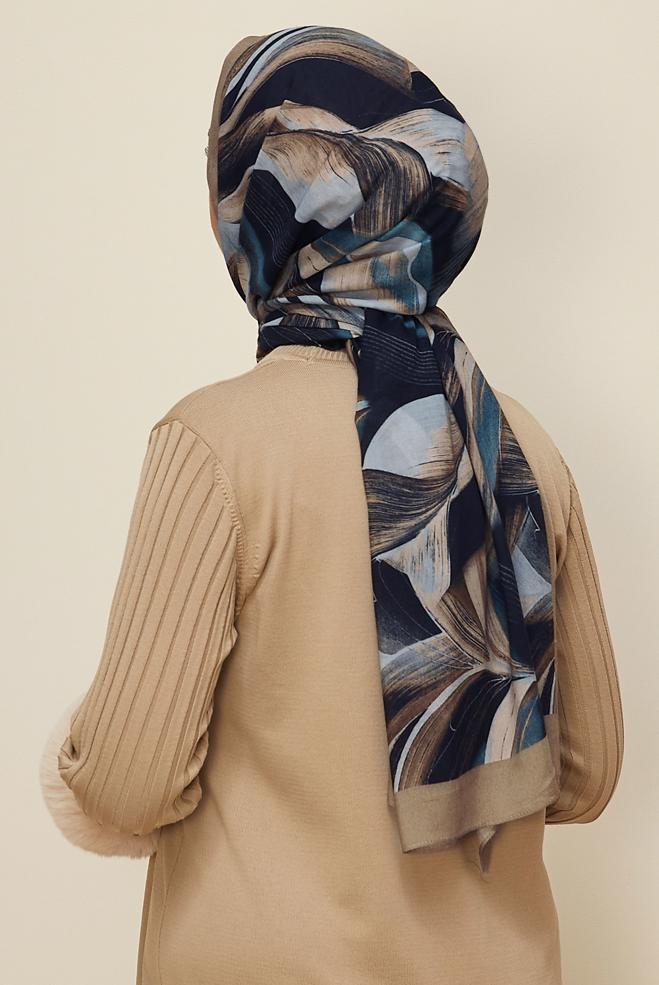 Vêtements hijab VISON CHÂLE ALVINA EN VISCOSE À MOTIFS 8604 - ALVİNA