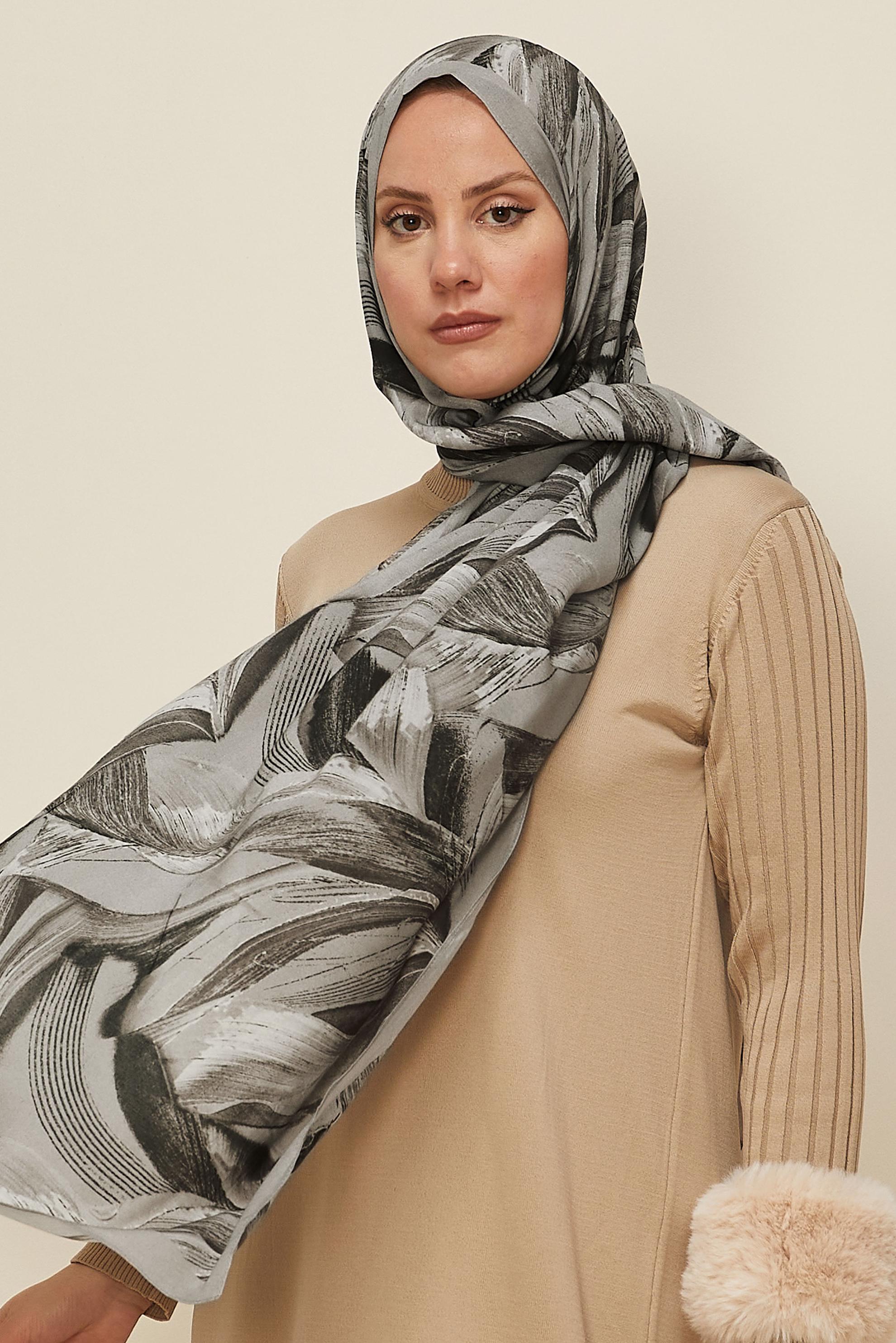 Vêtements hijab BEIGE CHÂLE ALVINA EN VISCOSE À MOTIFS 8604