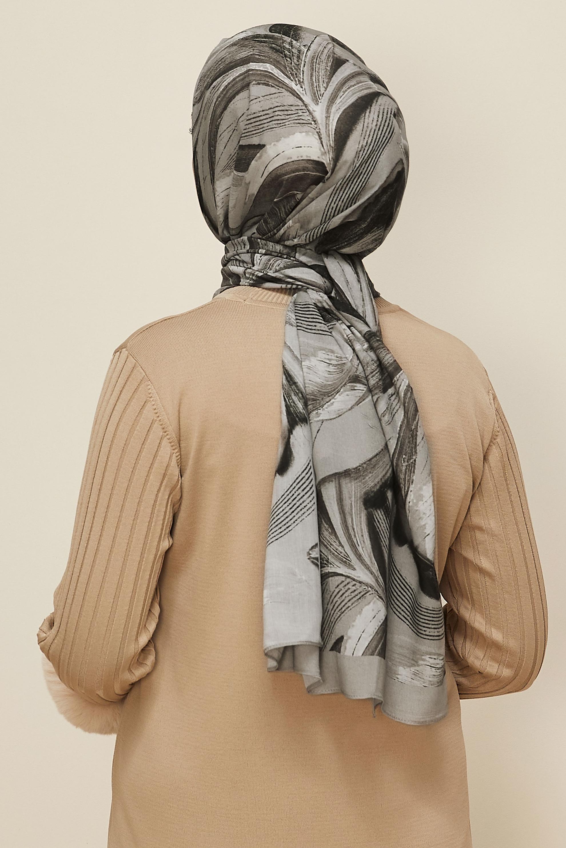 Vêtements hijab BEIGE CHÂLE ALVINA EN VISCOSE À MOTIFS 8604