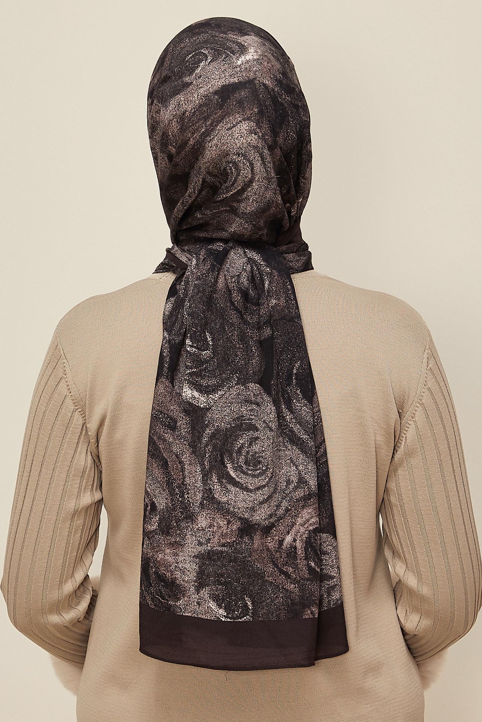 Vêtements hijab BRUN 8605 ALVİNA GÜL DESEN VİSKON ŞAL(NRL)