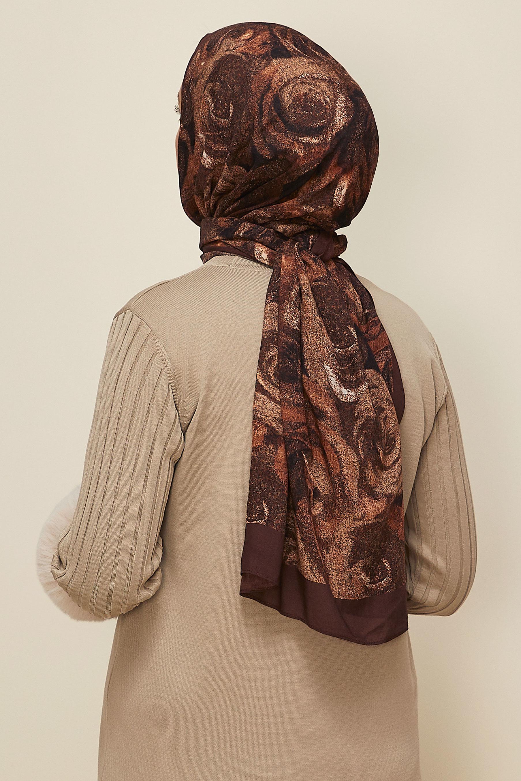 Vêtements hijab ORANGE CHÂLE À MOTIFS ALVINA ROSE 8605