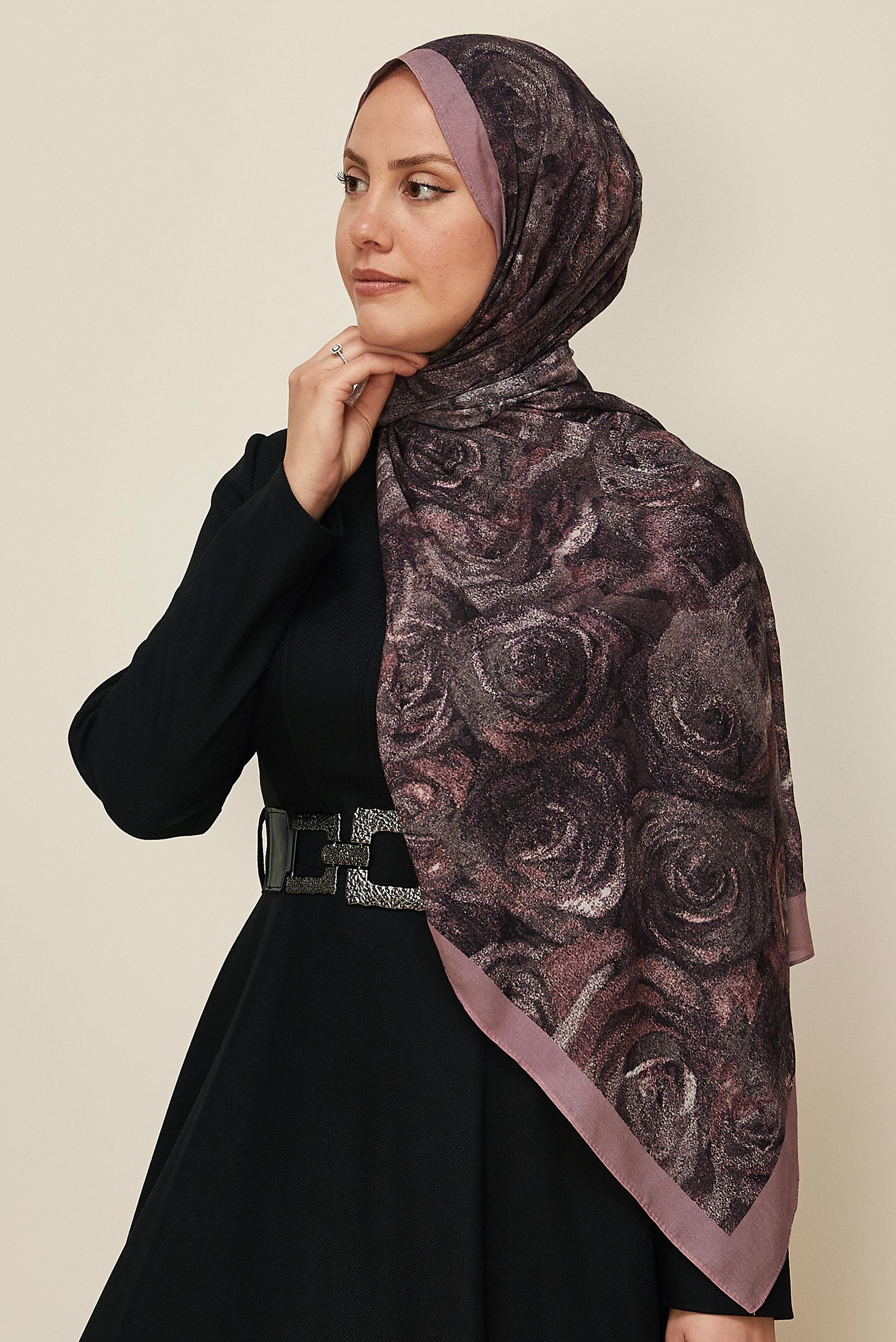Vêtements hijab ROSE CHÂLE À MOTIFS ALVINA ROSE 8605