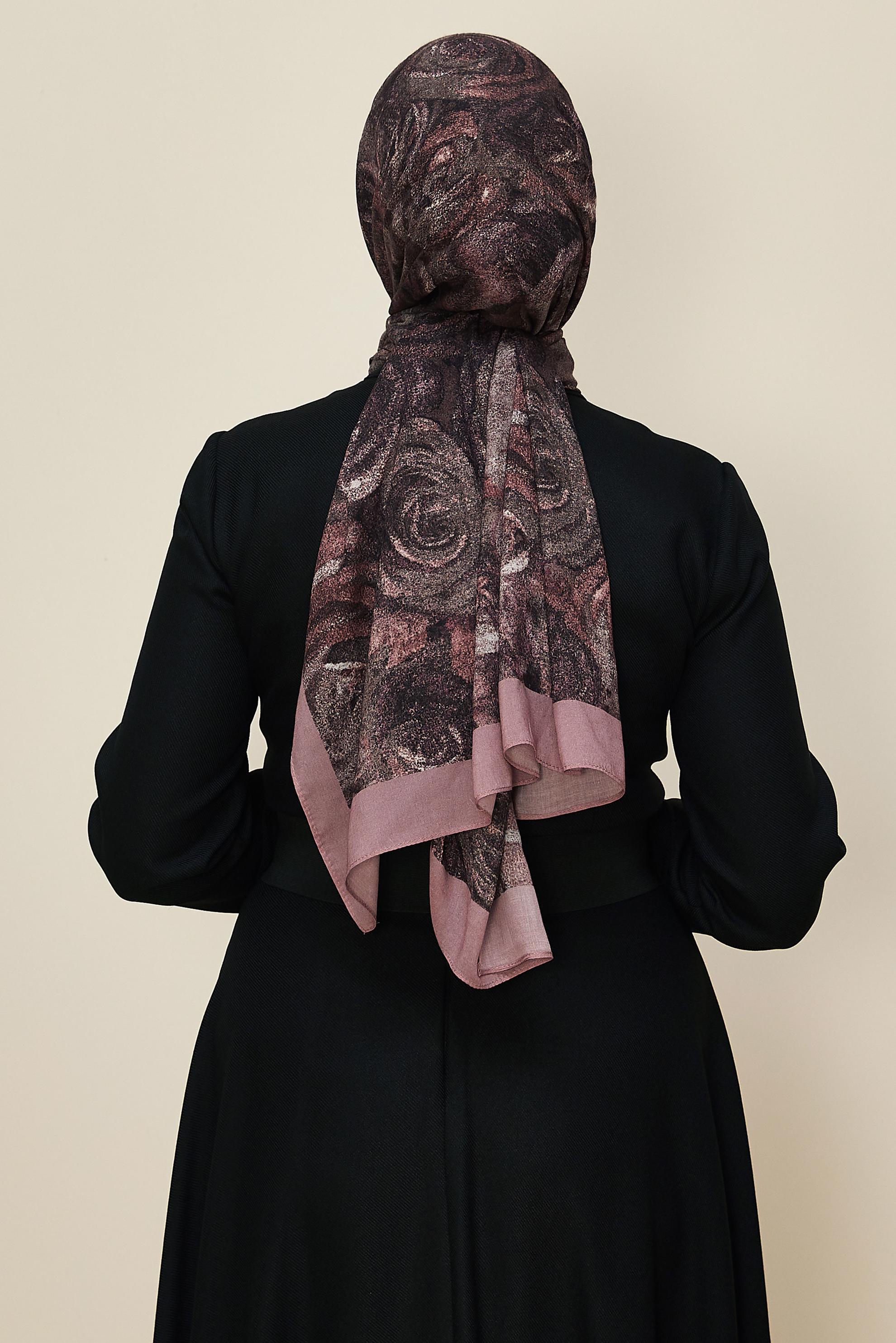 Vêtements hijab ROSE CHÂLE À MOTIFS ALVINA ROSE 8605