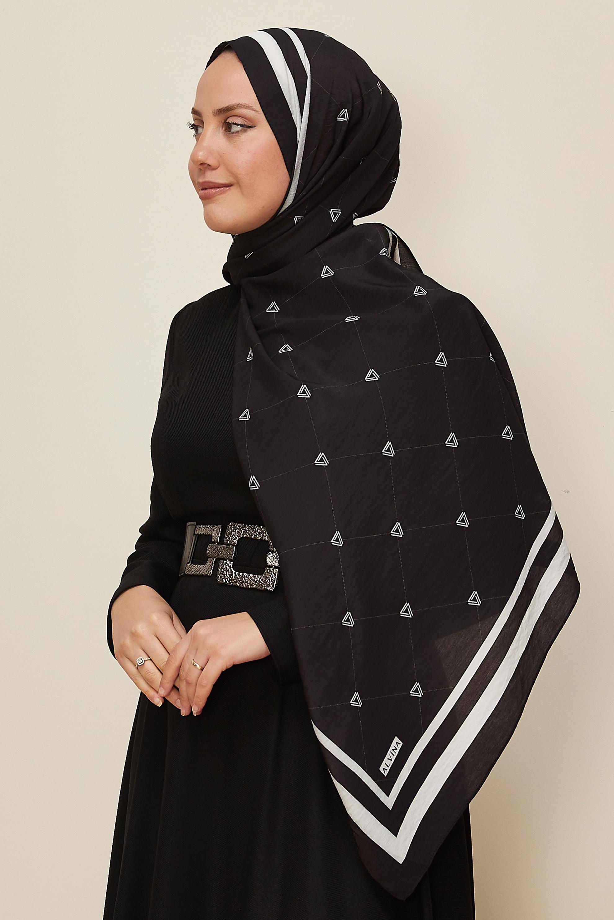 Vêtements hijab NOIR 8608 ALVİNA VİSKON ŞAL(PRM)