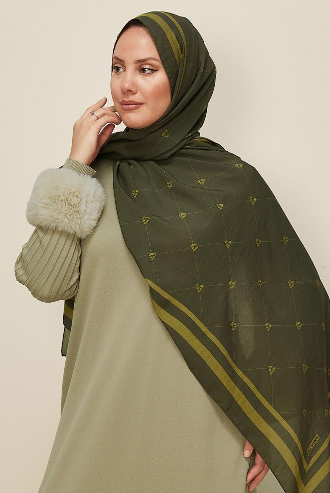 Vêtements hijab KAKI CHÂLE ALVINA EN VISCOSE 8608 - ALVİNA