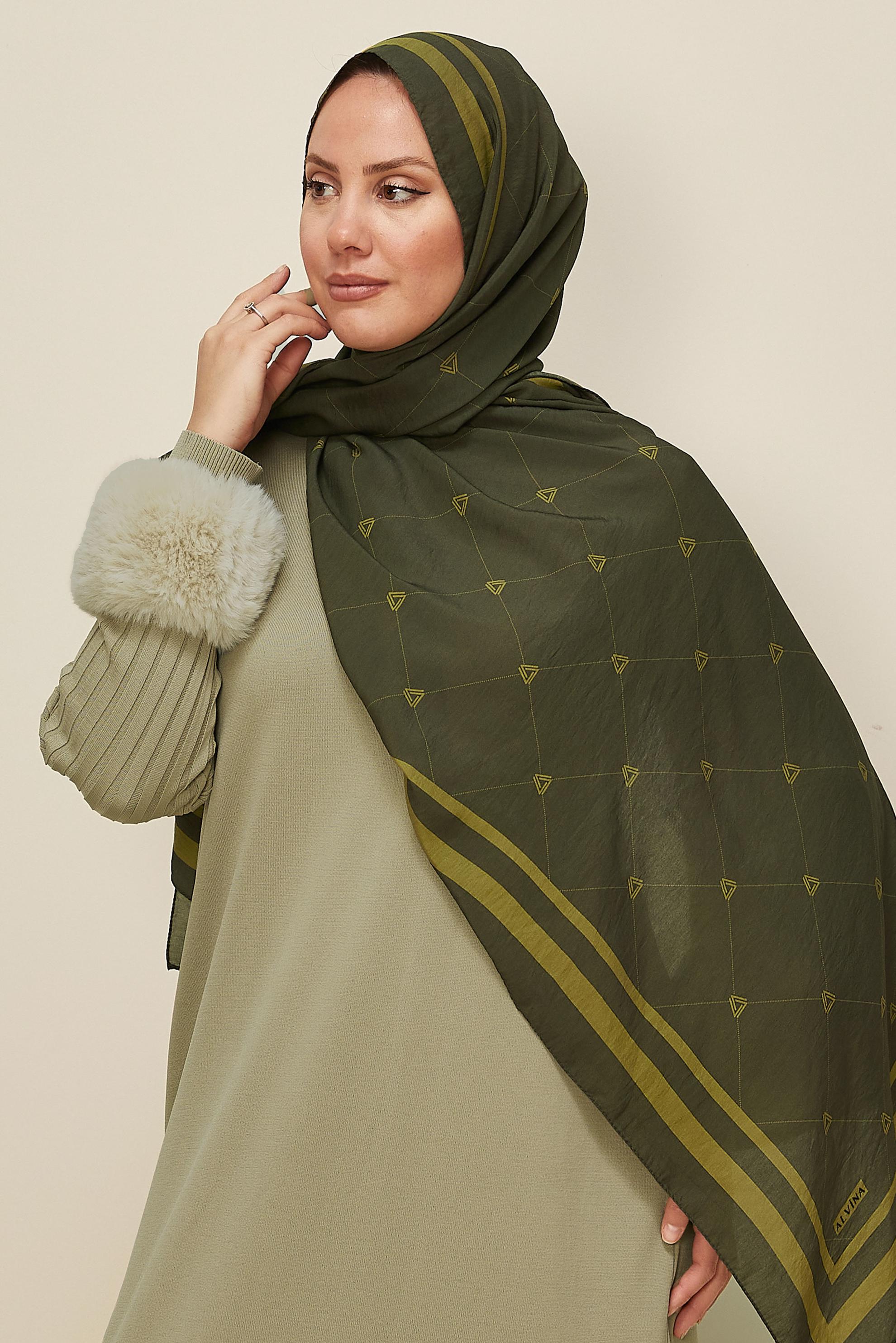 Vêtements hijab KAKI CHÂLE ALVINA EN VISCOSE 8608