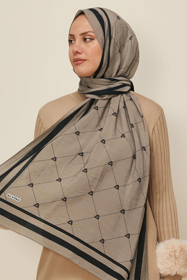 Vêtements hijab KAKI CHÂLE ALVINA EN VISCOSE 8608 - ALVİNA