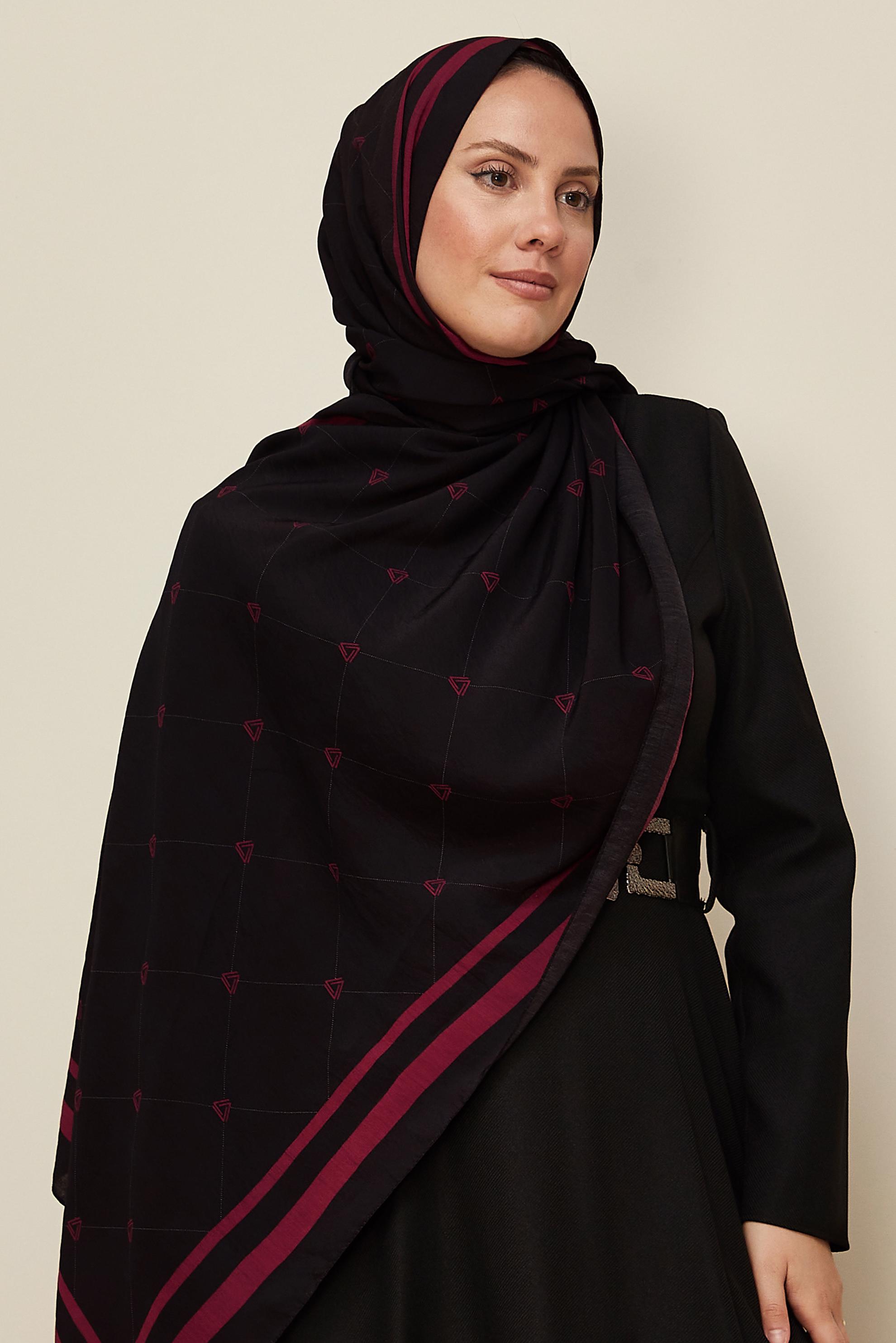 Vêtements hijab NOIR 8608 ALVİNA VİSKON ŞAL(PRM)